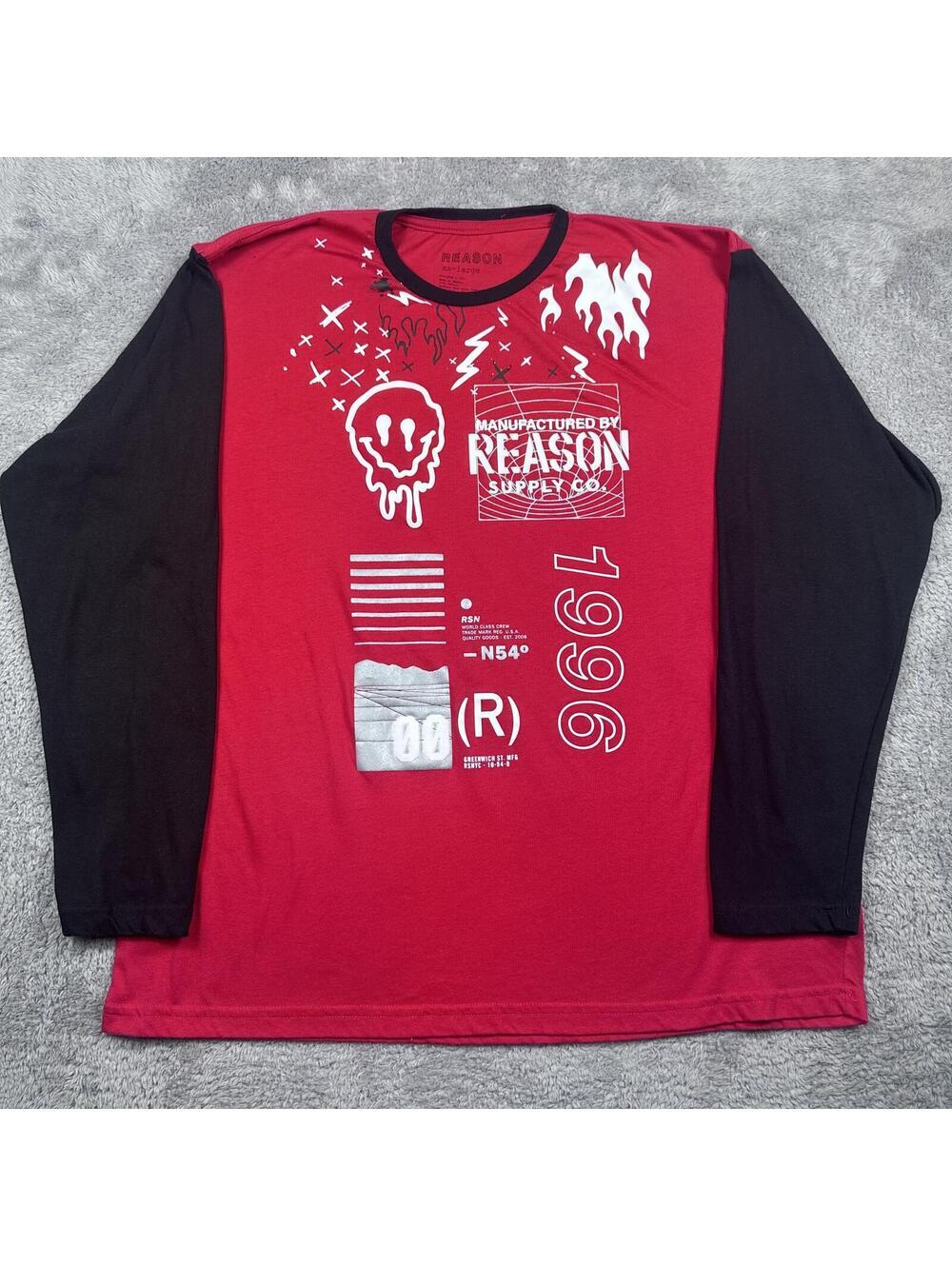Reason Supply Co. Graphic Long Sleeve Shirt Red Black XXL